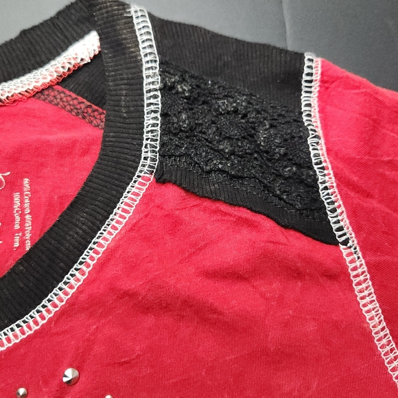 Panhandle Slim Womens Large Red Long Sleeve Tee Studded Western Wild West Top - Picture 7 of 14
